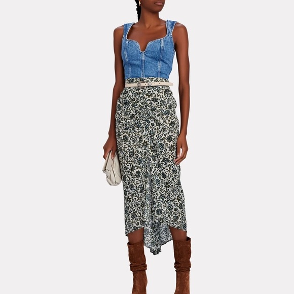 NWT Mara Hoffman Milla Denim Corset Top in Poppy - Picture 1 of 7